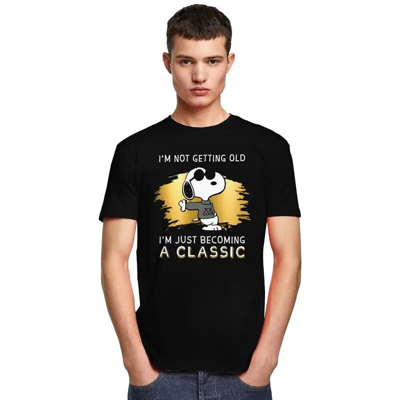 Snoopy🐶 I'm Not' Getting Old I'm Just Becoming A Classic” 🔥T-shirt Slim Cotton Tee Merchandise