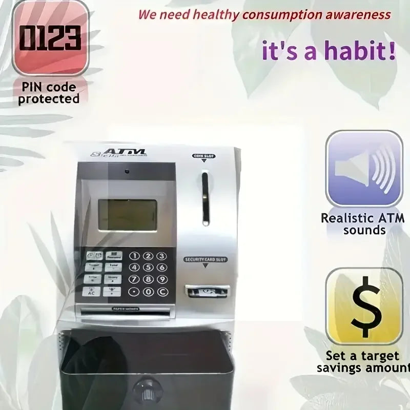 ATM Automatic Access Savings Jar, Intelligent Password, Real Voice, Perfect Gifts, Christmas, Halloween, Thanksgiving