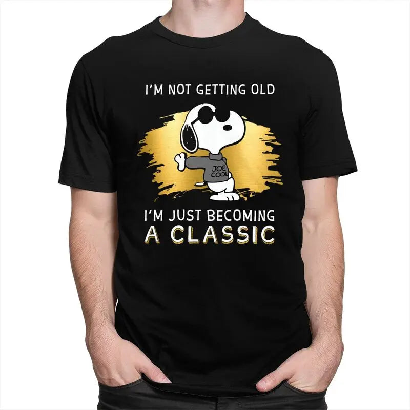 Snoopy🐶 I'm Not' Getting Old I'm Just Becoming A Classic” 🔥T-shirt Slim Cotton Tee Merchandise